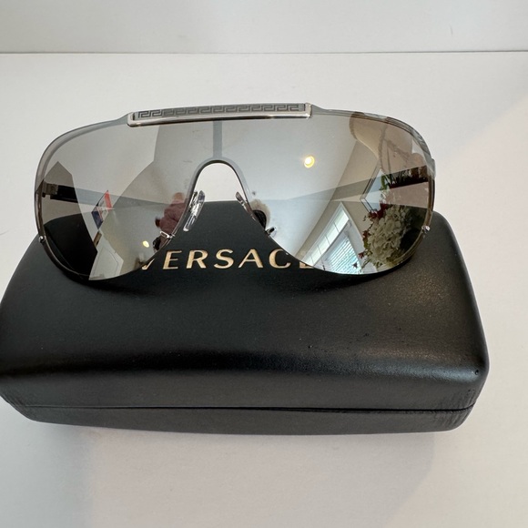 Versace Accessories - Versace Silver Mirrored Shield Sunglasses (Unisex😎🔥🔥🔥